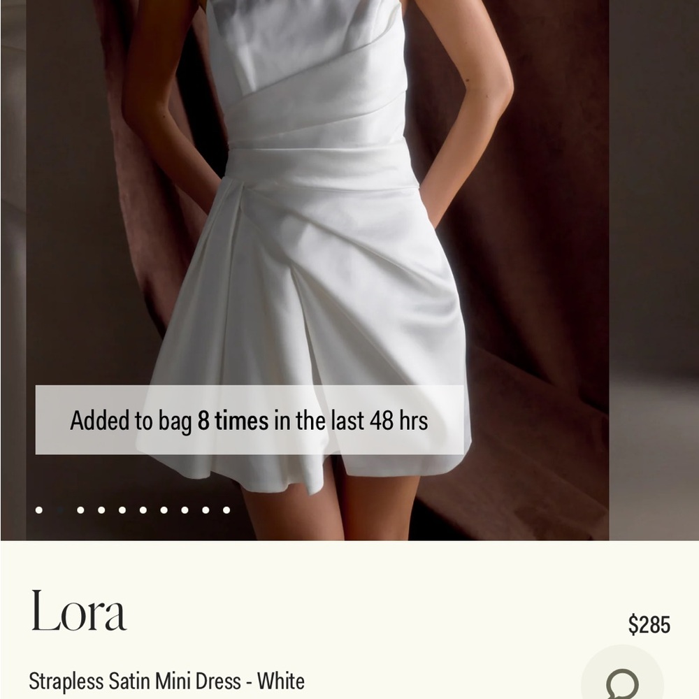 White Strapless Satin Mini Dress